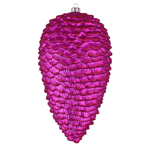 Vickerman N187270D - 7 inch Fuchsia Glitter Pinecone Christmas Ornament - 4 Pack