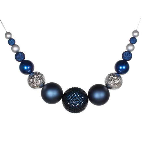  Vickerman MT199441 76" Midnt Blue Silver Durn Ornament Swag 