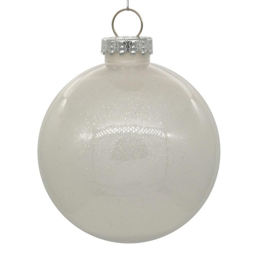  Vickerman N210811 3" White Glitter Clear Ball 12/bag 