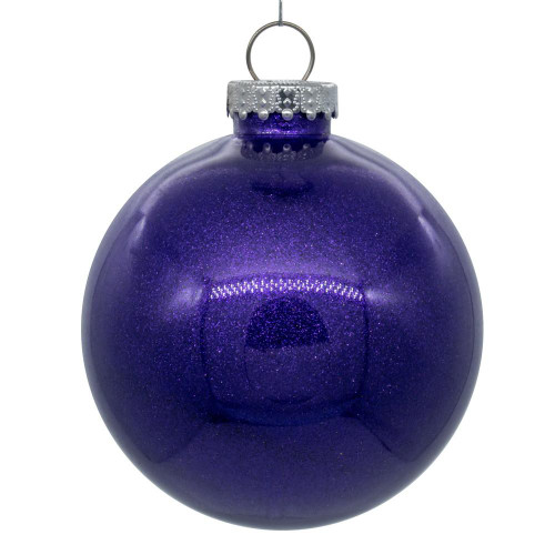 Vickerman N210866 - 3 inch Purple Glitter Ball Christmas Ornament - 12 Pack