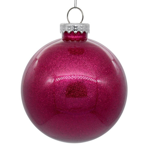 Vickerman N210870 3" Fuchsia Glitter Clear Ball 12/bag