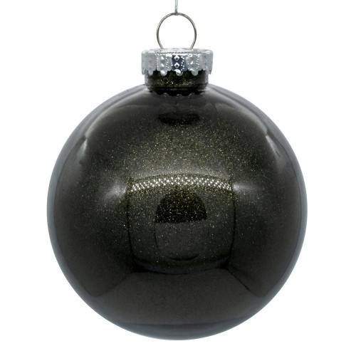 Vickerman N210884 3" Gunmetal Glitter Clear Ball 12/bag