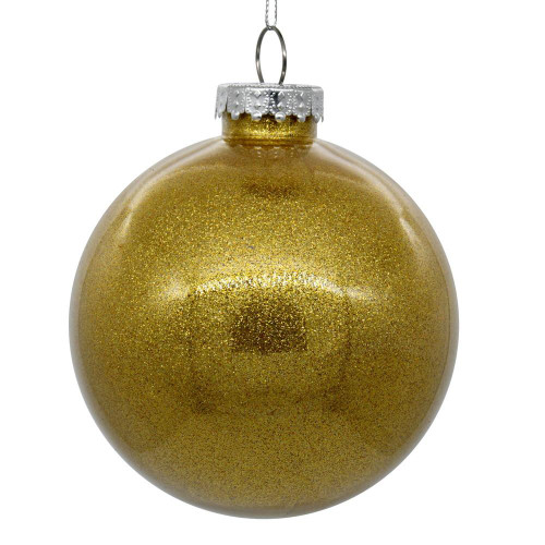  Vickerman N211237 4.75" Honey Gold Glitter Clear Ball 4/bg 