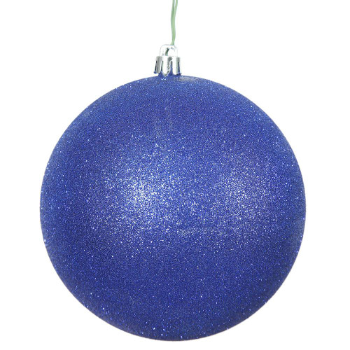 Vickerman N591022DG 4" Cobalt Glitter Ball Drilled 6/Bag