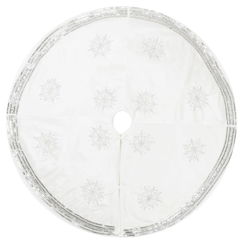  Vickerman QTX17011 60" Banded Snowflake Christmas Tree Skirt 