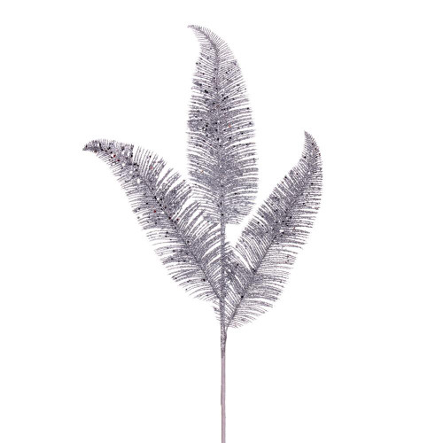 Vickerman RG220107 - 24.5 in. Silver Feather Fern Glitter Artificial Spray