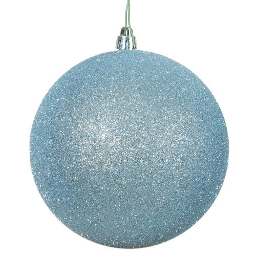 Vickerman N591032DG 4" Baby Blue Glitter Ball Drilled 6/Bag