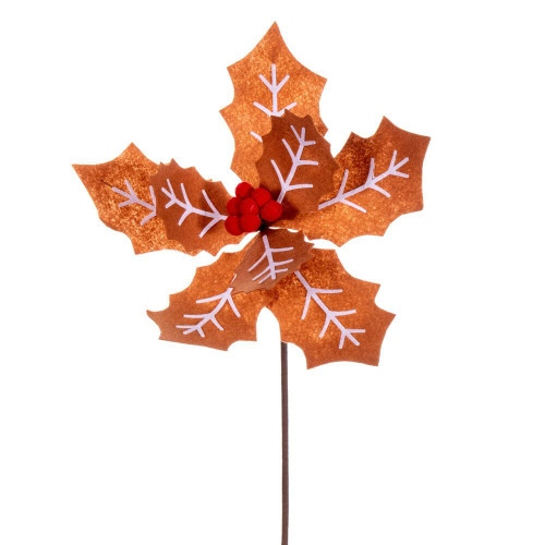  Vickerman RG222776 22" Brown/White Felt Poinsettia Spray 