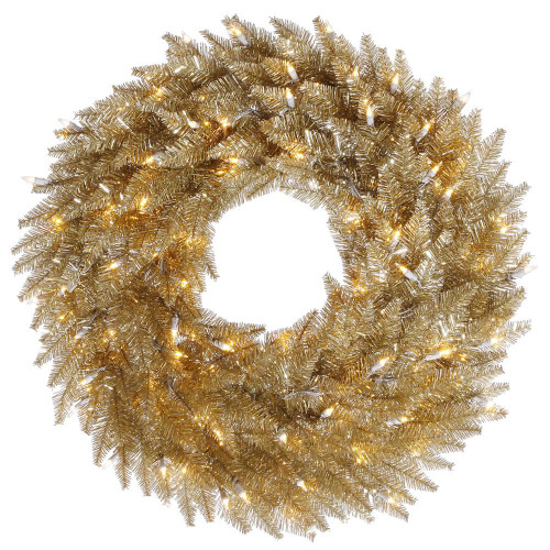 Vickerman K166448LED - 48" Champagne Wreath with Warm White LED Lights