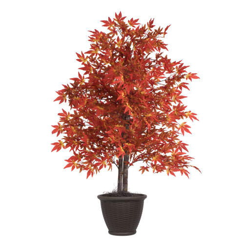  Vickerman TBU3740-RB 4ft Artificial Orange Maple Bush in Pot 