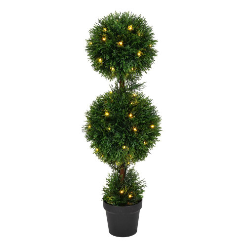  Vickerman TP170836LED 3ft Outdoor Cedar Double Ball Topiary with Lights 