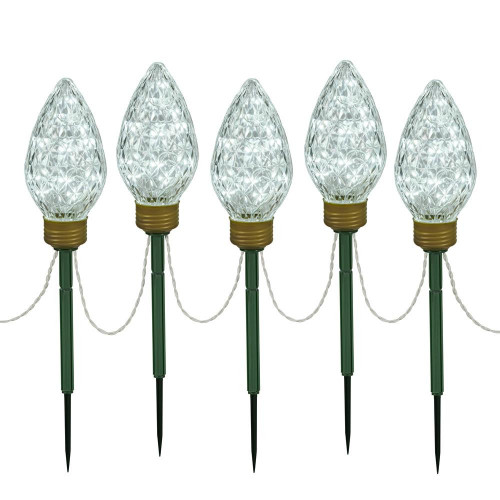  Vickerman X106435 10' C9 Cool White Christmas Light Yard Stake 