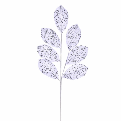 Vickerman QG211901 27" White Glitter Leaf Spray 4/bg 