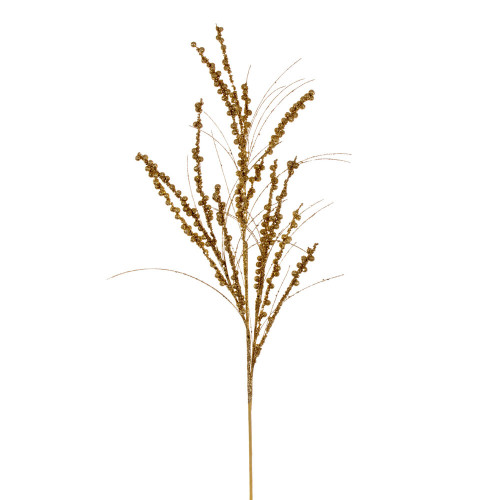 Vickerman QG221508 - 36 in. Gold Berry Twig Glitter Artificial Spray - 6 Pack