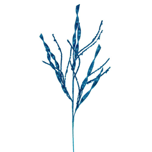  Vickerman QG223312 34" Turquoise Wavy/Spiral Glitter Spray 