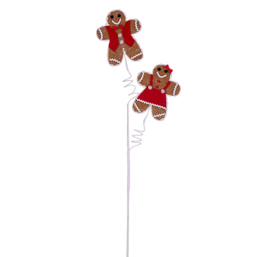 Vickerman QG223722 - 27 in. Red/Brown Mr Mrs Gingerbread Artificial Spray - 6 Pack