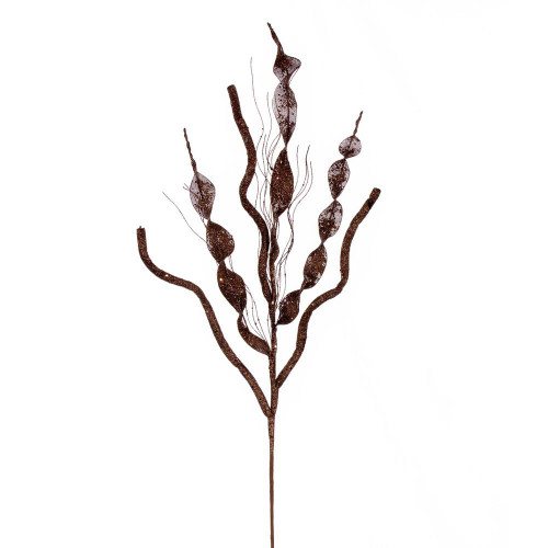 Vickerman QG223875 - 34 in. Chocolate Multi Spiral Glitter Artificial Spray - 4 Pack