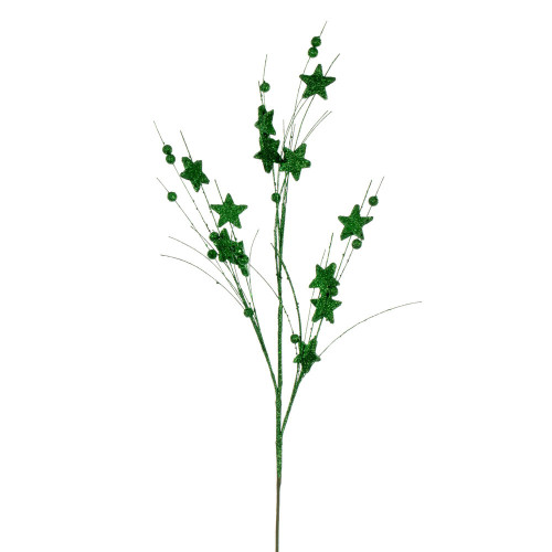 Vickerman QG224604 - 33 in. Green Star Ball Glitter Artificial Spray - 6 Pack