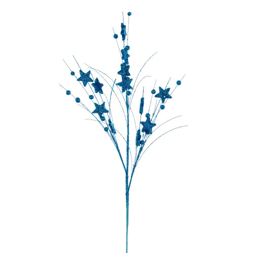 Vickerman QG224612 - 33 in. Turquoise Star Ball Glitter Artificial Spray - 6 Pack