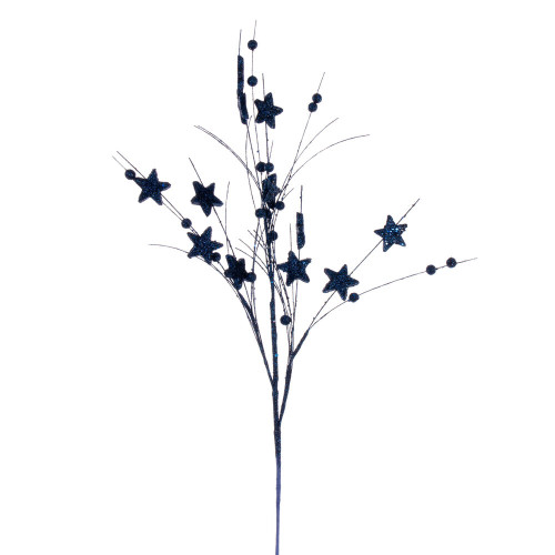 Vickerman QG224631 - 33 in. Midnight Blue Star Ball Glitter Artificial Spray - 6 Pack