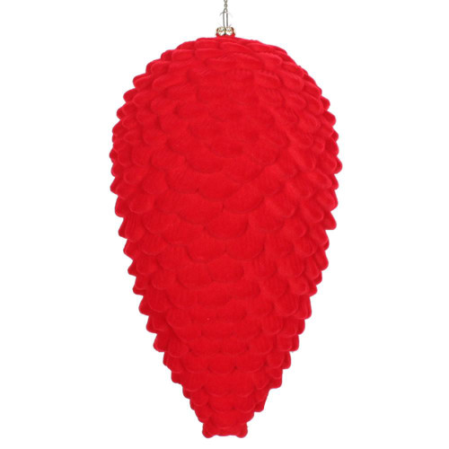 Vickerman MT195803D 10" Red Flocked Pinecone Ornament