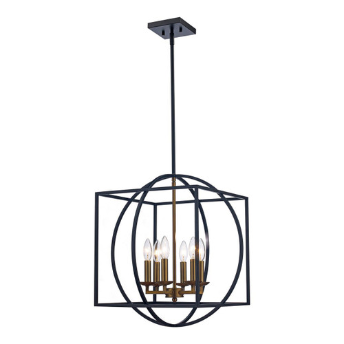 Trans Globe 11186 AG-BK Arzio 6-Light Two-Tone Cage Chandelier 