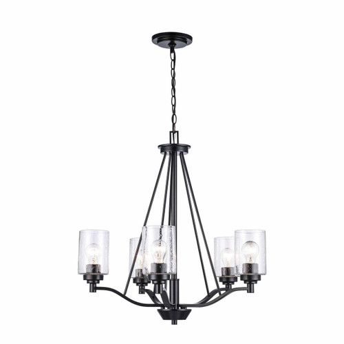 Trans Globe 80525 BK Mod Pod 5-Light Single Tier Glass Shaded Chandelier 