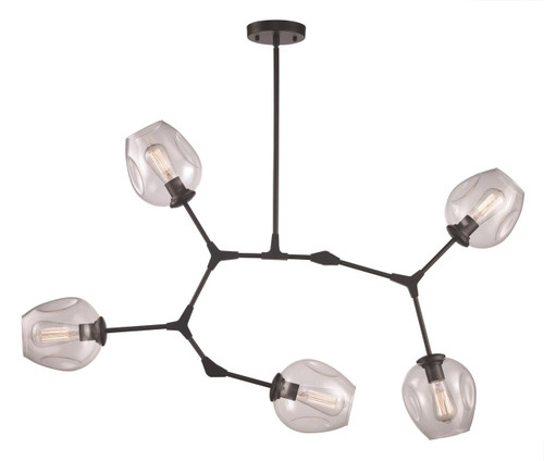 Trans Globe PND-2092 BK Quantum 41-In. 5-Light, 5-Shade Indoor Pendant 