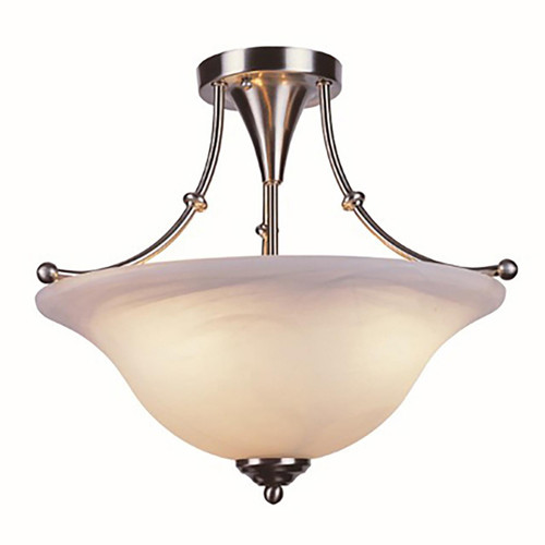 Trans Globe 6540 BN Perkins 3-Light Armed Semi Flush Indoor Ceiling Light with Glass Bowl Shade 