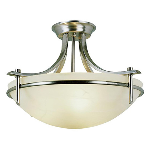 Trans Globe 8172 BN Vitalian Collection, Metal Trimmed Glass Bowl, Indoor Semi Flush Ceiling Light 