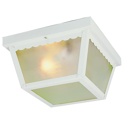 Trans Globe 4902 WH Samantha 2-Light, Scalloped Edge, Traditional Outdoor Flush Mount Ceiling Light 