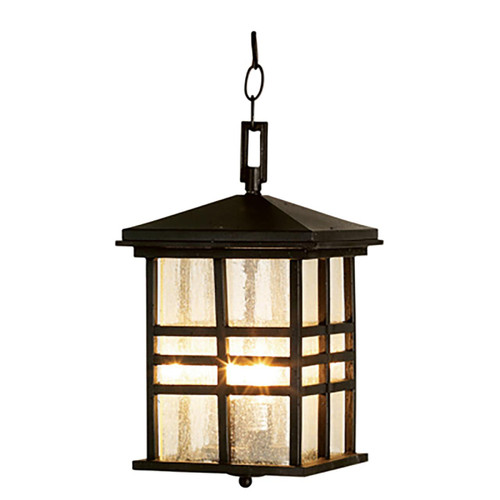 Trans Globe 4638 BK Huntington 2-Light Craftsman Inspired Seeded Glass Outdoor Hanging Pendant 