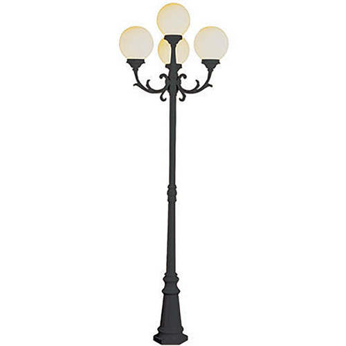 Trans Globe 4080 BK Wilshire 89-In. Tall, 4-Light, 4-Globe Shade Complete Outdoor Pole Light Set 