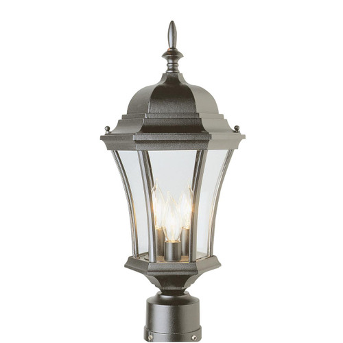 Trans Globe 4504 BK Burlington 1-Light Metal and Glass Post Mount Lantern Head 