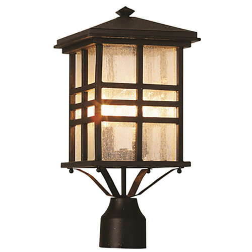Trans Globe 4639 BK Huntington 2-Light Craftsman Inspired Seeded Glass Post Mount Lantern Head 