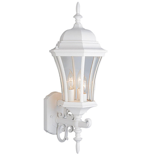 Trans Globe 4503 WH Burlington 3-Light Armed Metal and Glass, Up-mount Outdoor Wall Lantern 