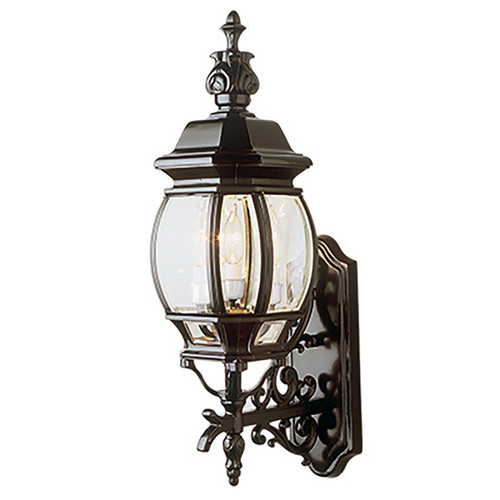 Trans Globe 4051 BK Francisco 3-Light Outdoor Beveled Glass Wrought Iron Style Wall Lantern 