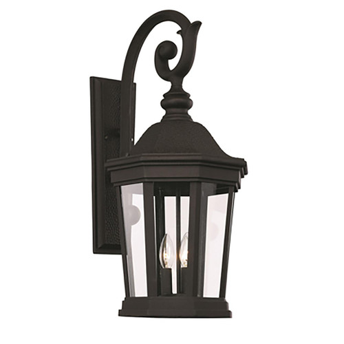 Trans Globe 40402 BK Westfield Hexagon Shaped, Clear Glass, Armed Outdoor Wall Lantern Light 