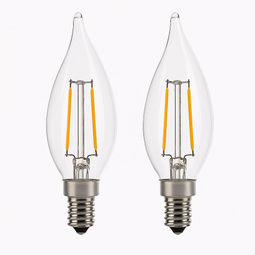 Cyber Tech LB25FCNC-D/WW/2PK - 2W Flame Tip Candle Lamp - 2700K 
