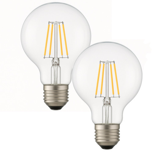 Cyber Tech LB60G25-D/WW/2PK - G25 LED Filament Globe Lamp - 2700K - 2 Pack
