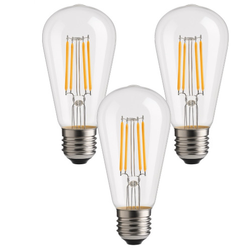 Cyber Tech LB60CAST21-WW3PK - Clear LED Filament ST21 Bulb - 2700K - 3 Pack 