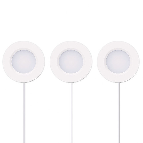 Cyber Tech UL3PK/WH - 3-Light LED Puck Light Kit - 3000K - White Finish 