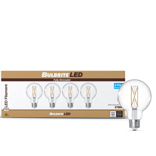 Bulbrite 776239 - LED G25 Filament Globe 4 Pack - 2700K - Dimmable