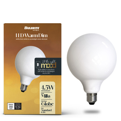 Bulbrite 776406 - LED G40 Filament Bulb - 3000K-1800K - Warm Dim