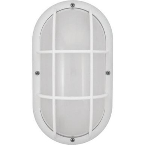 White Grid Style Cross Bar Oval Wall Fixture with E26 Socket – Wet Location 
