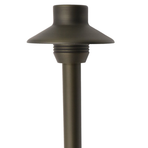 18" Antique Bronze Brass Flat Hat Shade Low Voltage Outdoor Pathway Light 