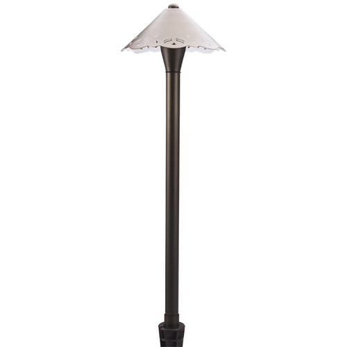 24" Brass Path Light with Decorative Shade – Bronze Finish – Low Voltage 