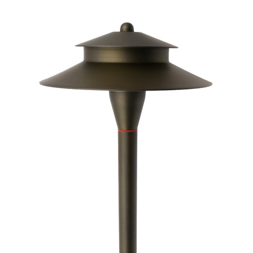 24" Brass Path Light with Two-Tier Shade – Bronze Finish – Low Voltage 
