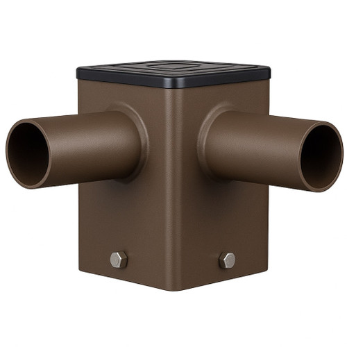 Tenon Adapter for 4" Square Pole – 2 Horizontal 90° Tenons – Dark Bronze 