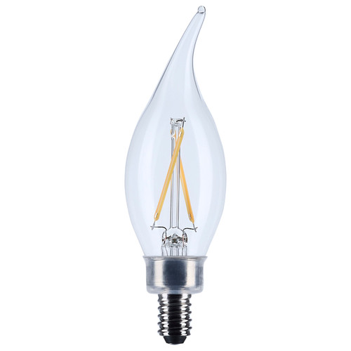 Satco S12505 - 3W CA10 LED Lamp - 3000K - E12 Candelabra, Dimmable 